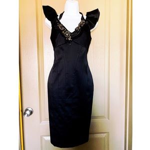 Karen Millen beaded necklace black satin dress